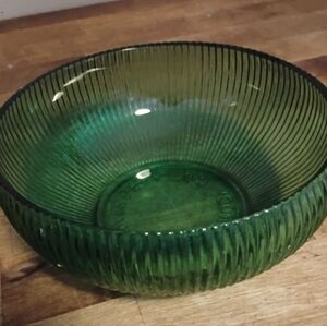Vintage E.O. Brody Cleveland Ribbed Green Depression Glass Candy Dish Bowl